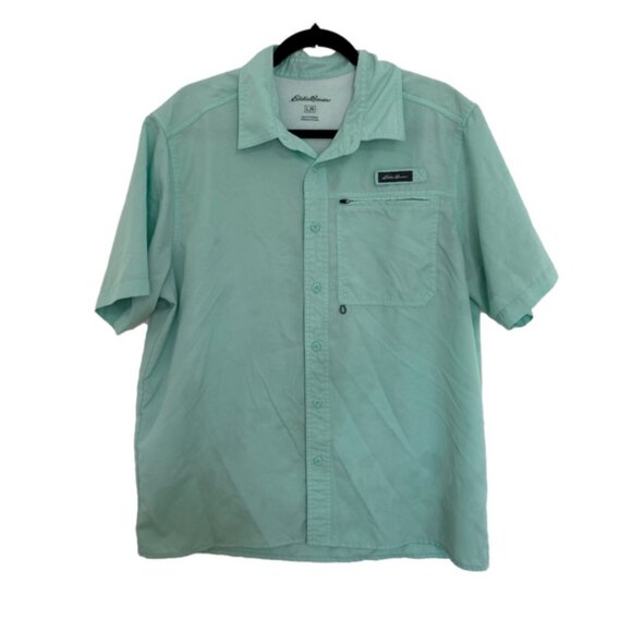 EDDIE BAUER  Tech Woven Shirt UPF Protection Moisture Wicking Top in Mint Mens L - Picture 2 of 11